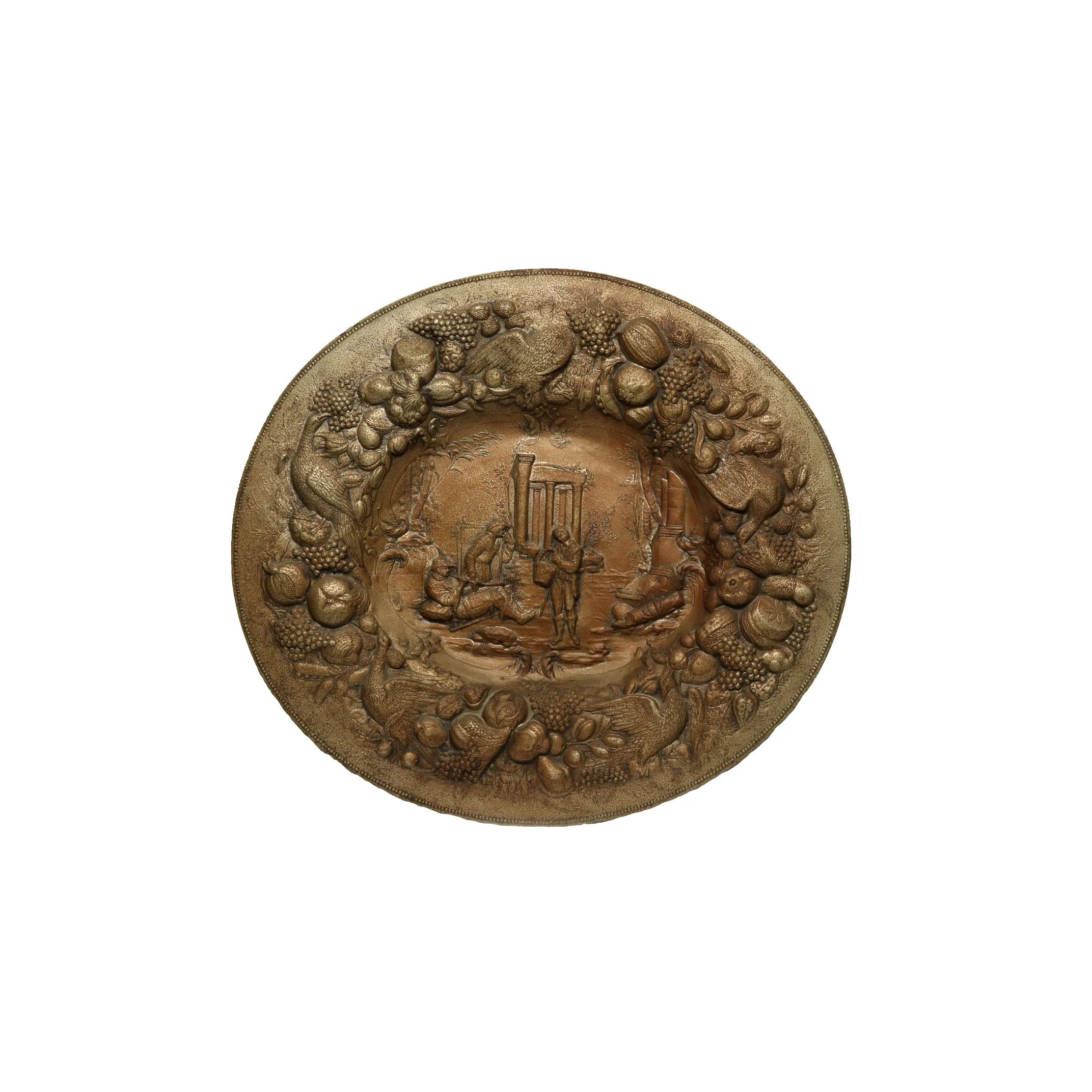 A 19TH C PLATED CAST IRON BASIN WITH DETAIL RELIEF