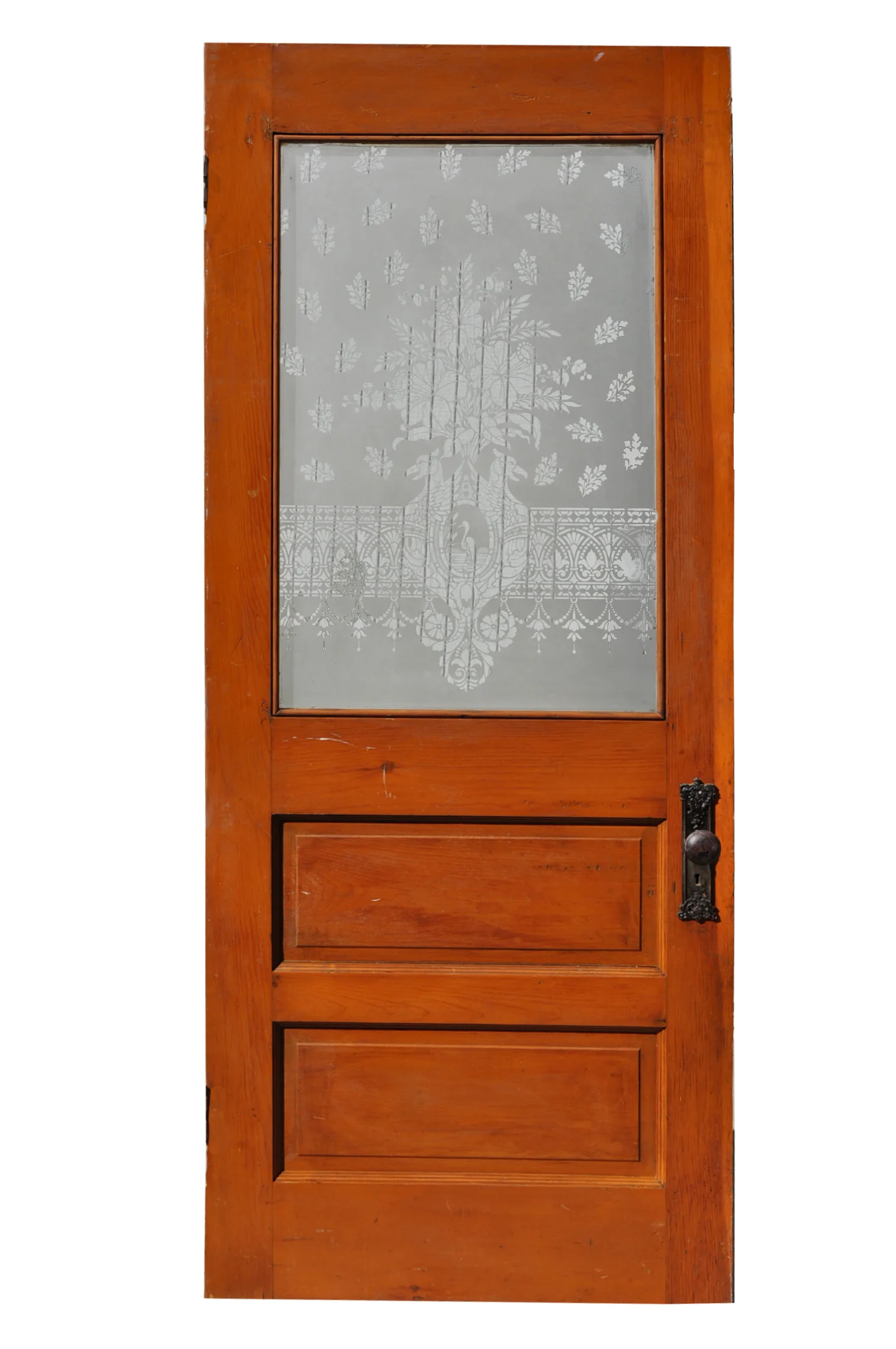 Vintage Victorian Etched Glass Door