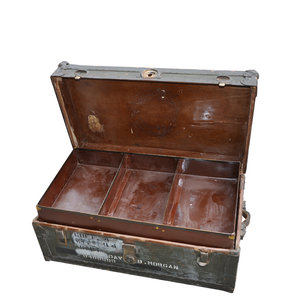 Bargain John's Antiques  Army Military Medical wood Trunk FootLocker -  Bargain John's Antiques