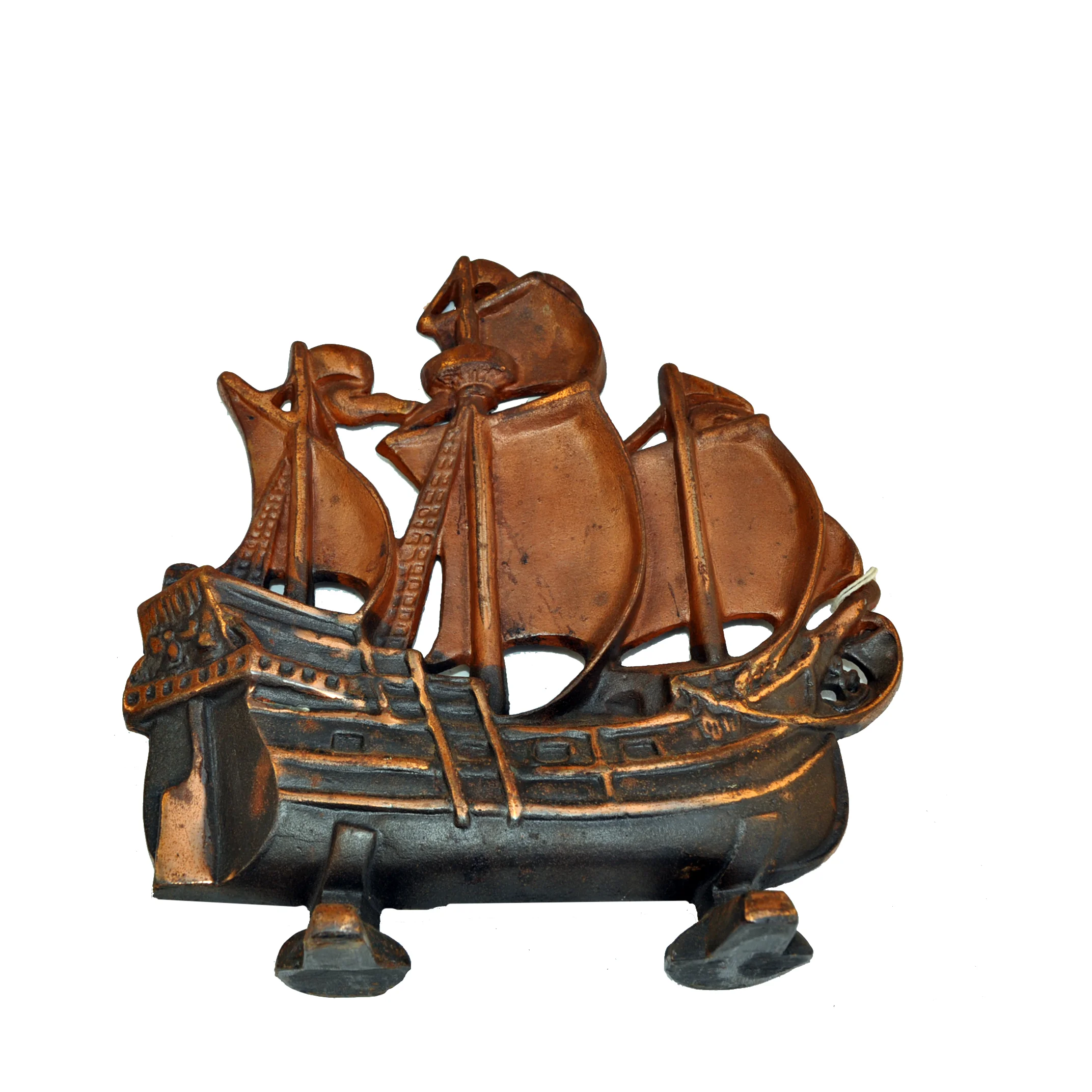 Antique Christopher Columbus Santa Maria Ship Cast Iron Door Stop 