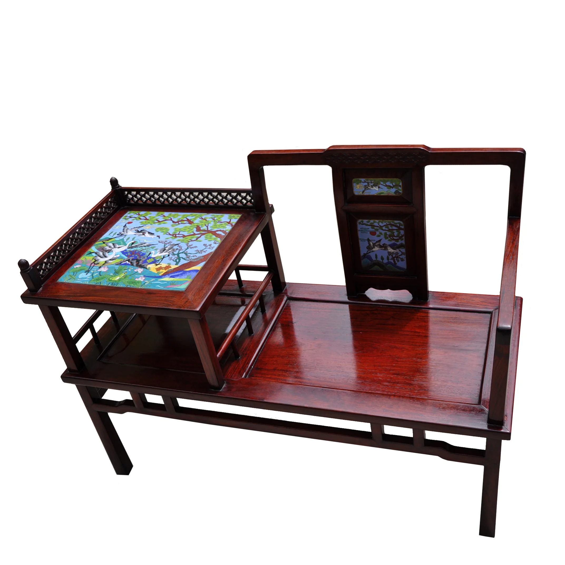 Vintage Asian Telephone Table With Chair Circa 1950