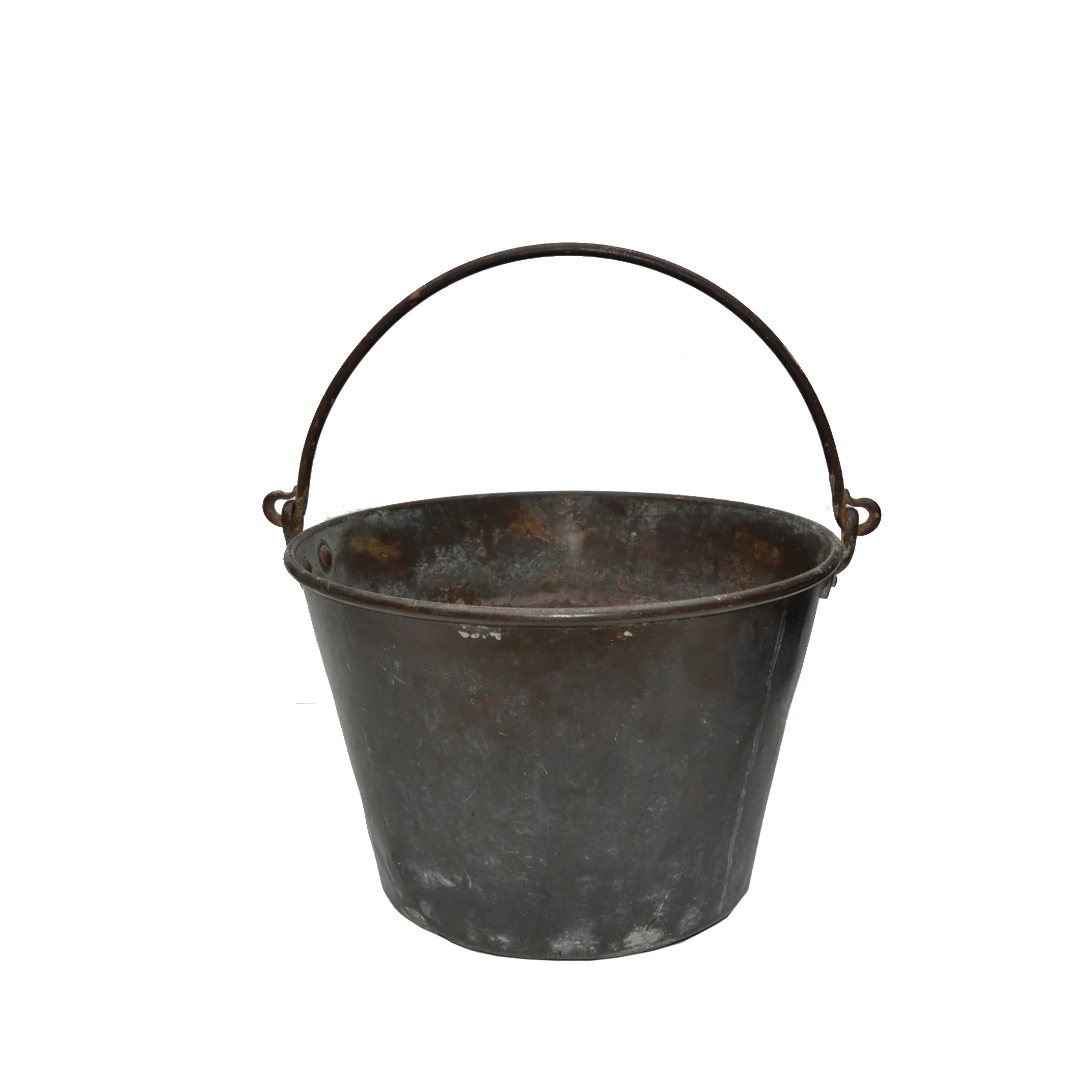 Vintage Antique Copper Milk Bucket Iron Handle Heavy