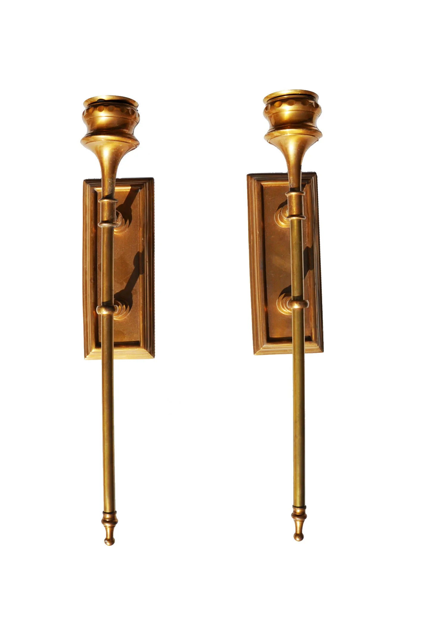 Pair of sconces - decorative wall-mounted candlestick holders - antique
