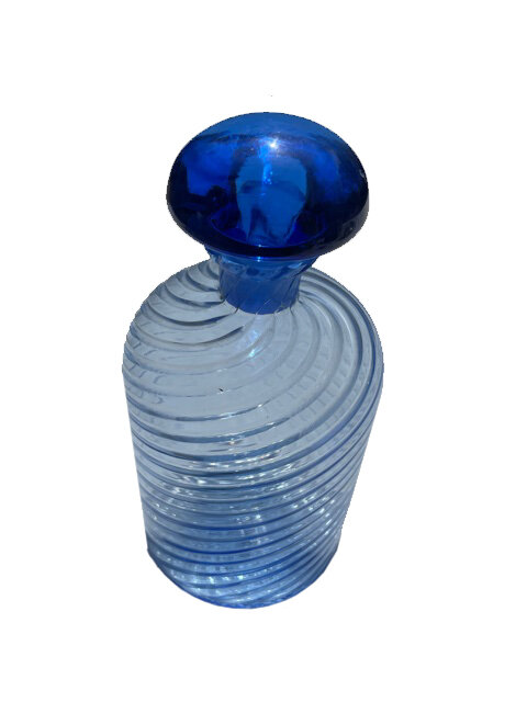 Cobalt blue blown glass decanter