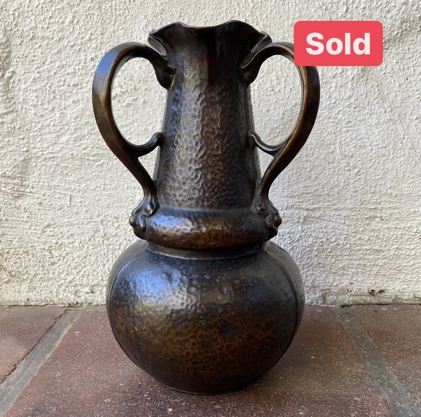 Arts &amp; Crafts Handled Copper Vase