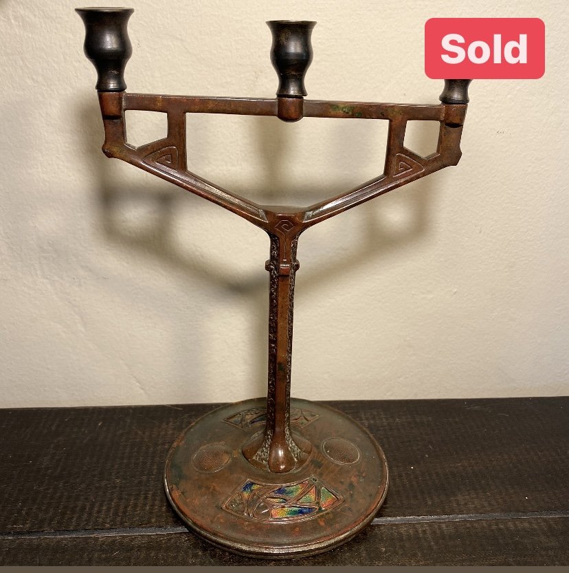 Austrian Arts &amp; Crafts Enamel Candelabra