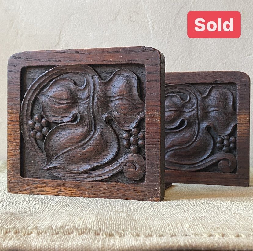 Arts &amp; Crafts Carved Bookends