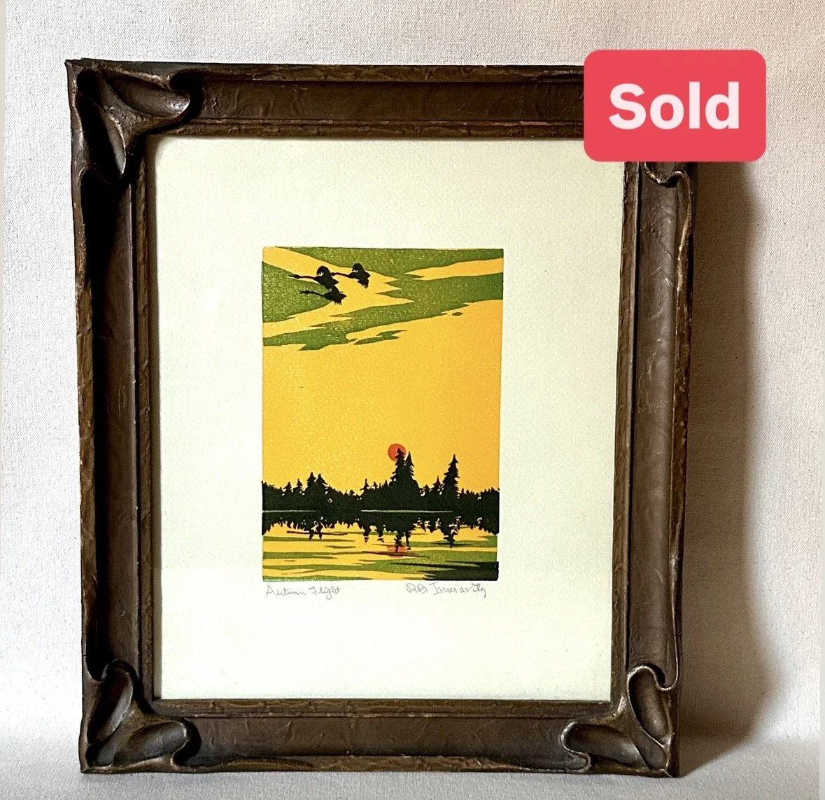 Robert Bruce Inverarity "Autumn Flight" Woodblock