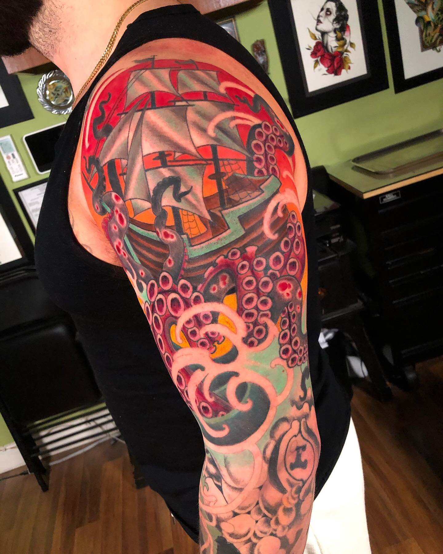 Here&rsquo;s a sneak peek at a sleeve in progress 👀 Really looking forward to finishing this arm up, thanks, Jose!
&bull;
To book an appointment, hit the link in my bio 🎉 or email me directly to t_burtz@yahoo.com
&bull;
&bull;
&bull;
&bull;
#missin
