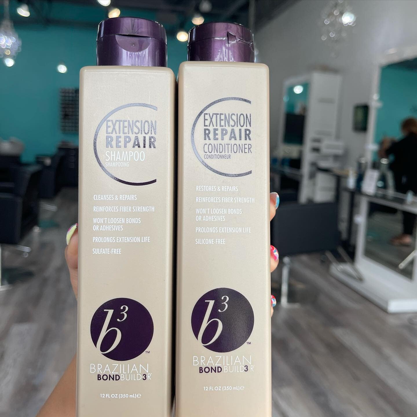For our extension girlies✨😉 

Taking proper care of your extensions is SO important! But don&rsquo;t worry, We got you! 
Come in and grab these @brazilianbondbuilder extension repair shampoo and conditioner! Perfect for cleansing and repairing those