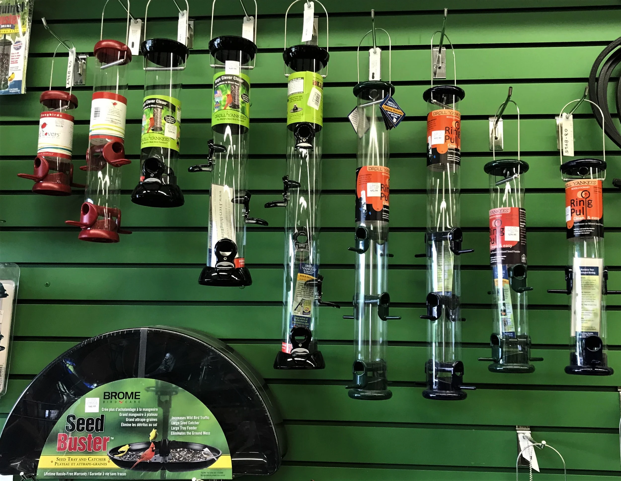 We have an impressive selection of bird feeders, including Droll Yankee!
