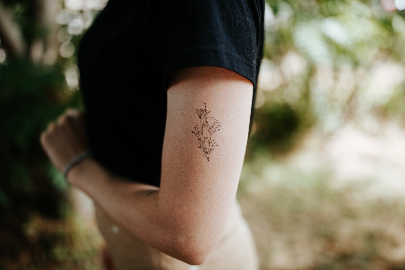 Buy Fine Line Poppy Flower Temporary Tattoo set of 2 Online in India  Etsy