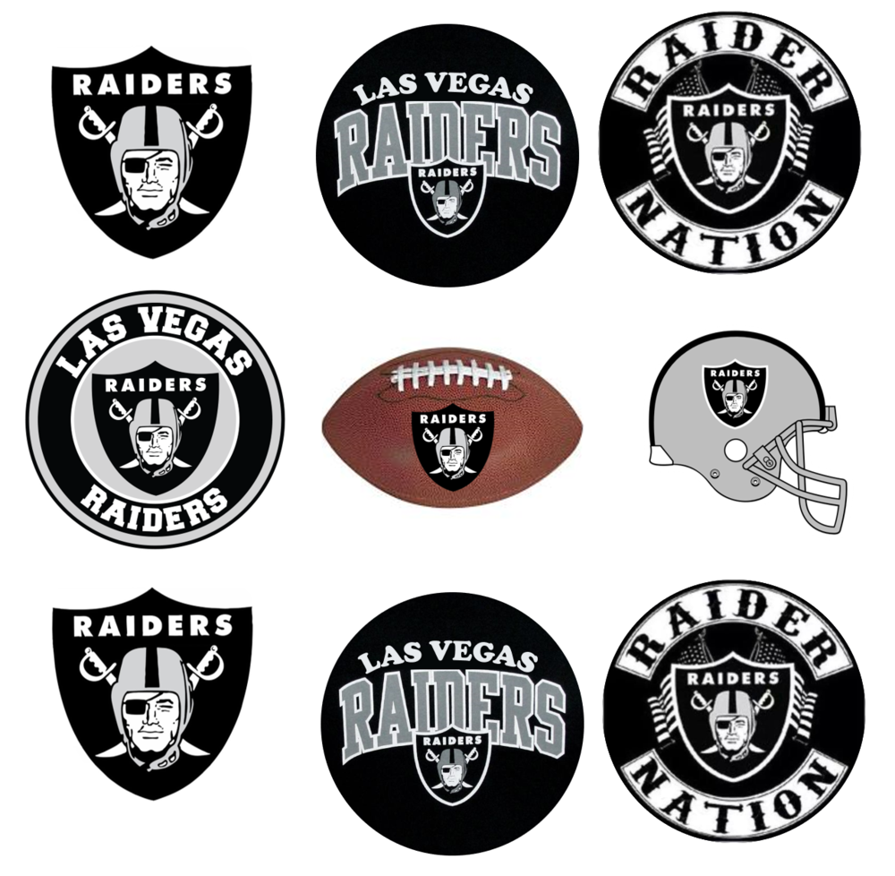 Las Vegas Raiders Cupcake Toppers, Assorted Double Sided – Sports Invites