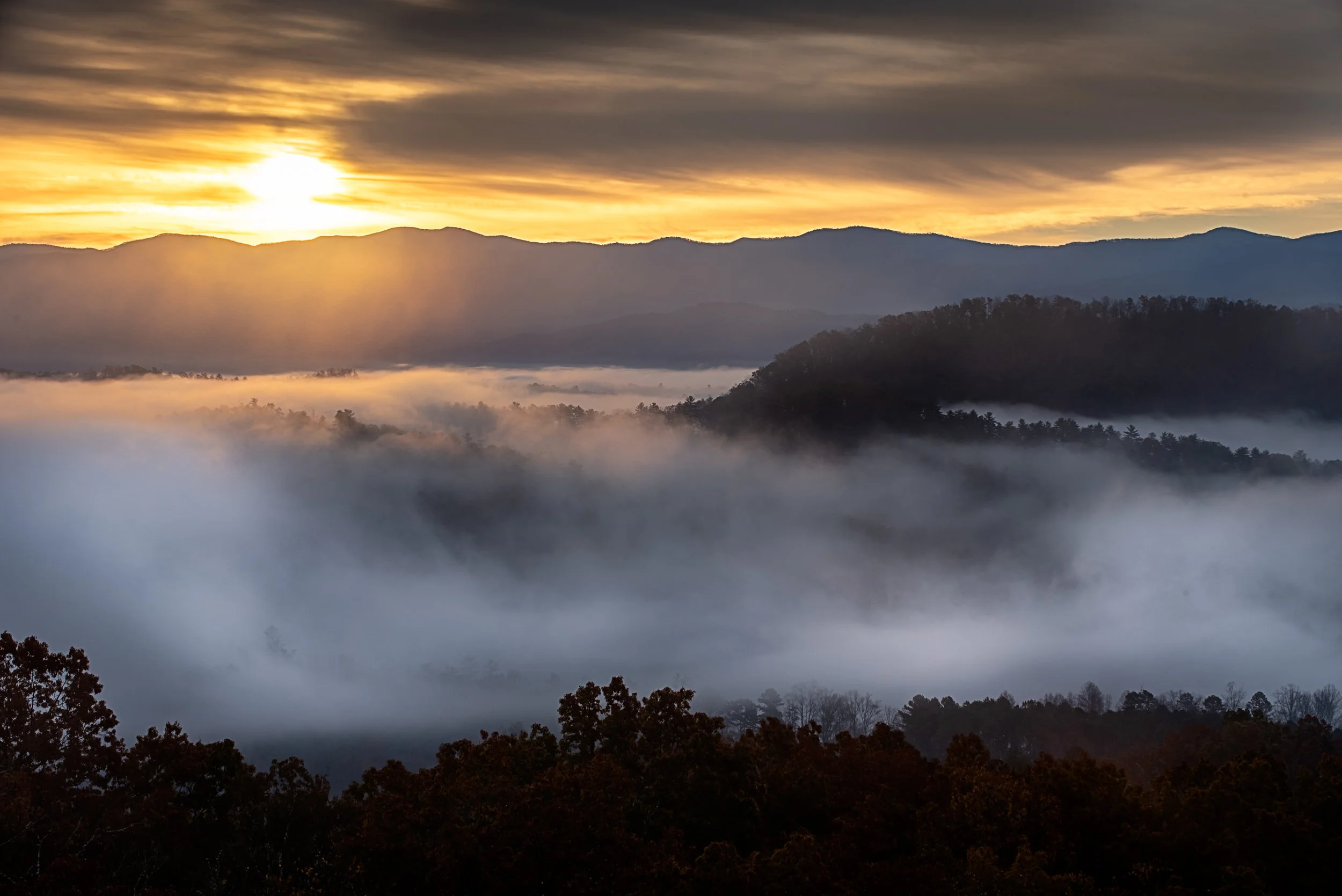 Sunrise, pullout 15 on Foothills Parkway.