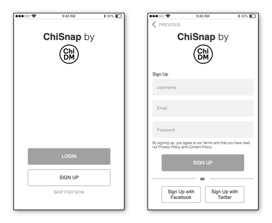 Users expressed a preference for the skip for now option in testing, though the system would require users to create an account in order to participate in the Ask an Artist functionality. We could improve the accessibility of our Sign Up screen by adding labels above every input field, which would better accommodate screen readers.