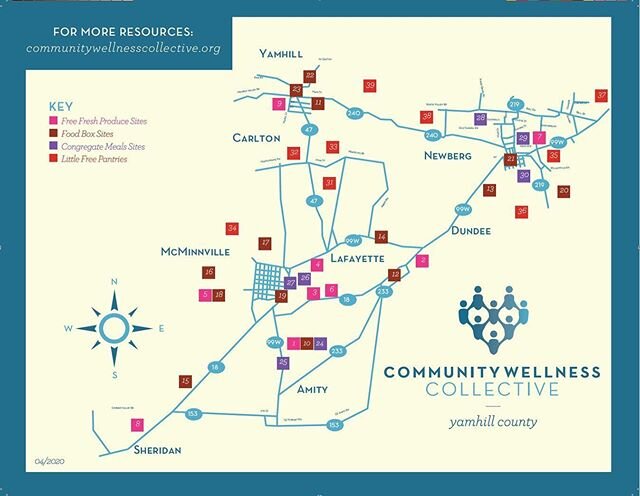 We partnered with George Fox University&rsquo;s Design program to create a few projects. This food map was a dream of ours. We hope that you find it useful and can share it away! 
#inthistogether #dontgiveup #communitywellnesscollective #youmatter #y