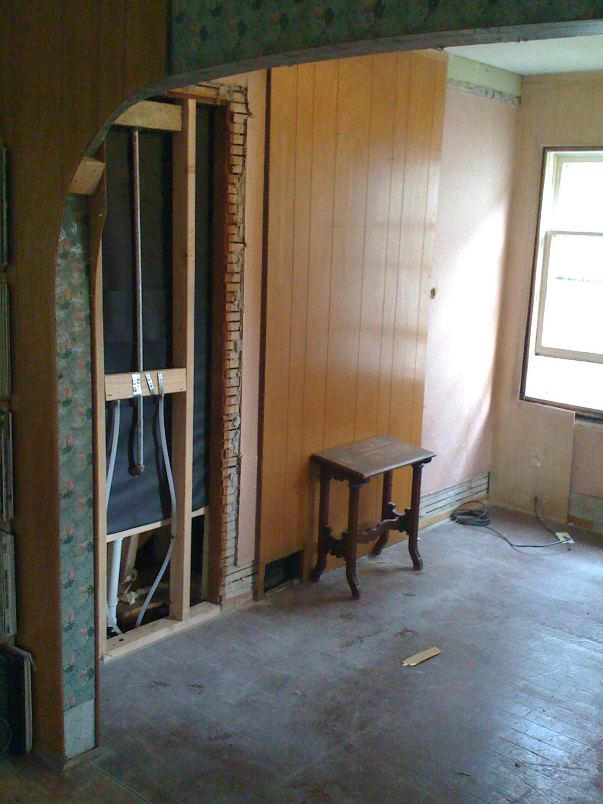 Tub in former living room closet