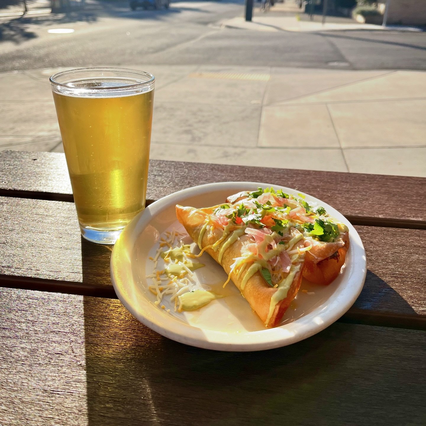 New Special 🌟 Durado Tacos: Slow-smoked carnitas topped with shredded cheese, pickled onions, cilantro, and jalape&ntilde;os lime crema. Deep fried tacos, need we say more? 🌮 🏈 🍻