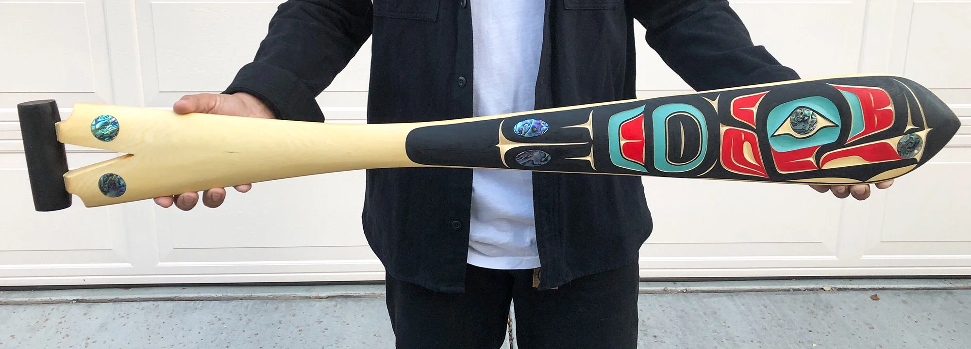 Raven Paddle / Yellow Cedar, Abalone