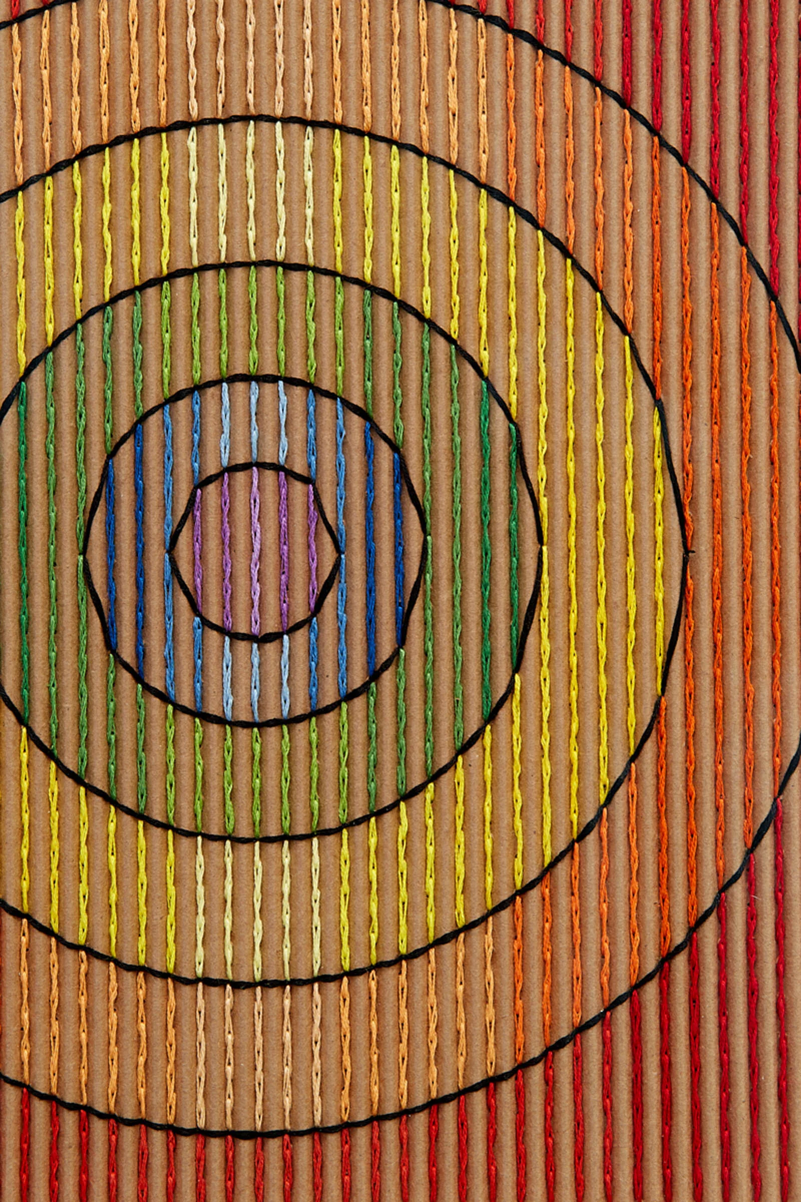  Amy Kim Keeler  Finding the Way  (detail), 2020 Cotton thread on corrugated cardboard  11 3/4h x 10w in / 29.85h x 25.40w cm Framed: 15h x 13 1/4w in / 38.10h x 33.66w cm  AKK-001 