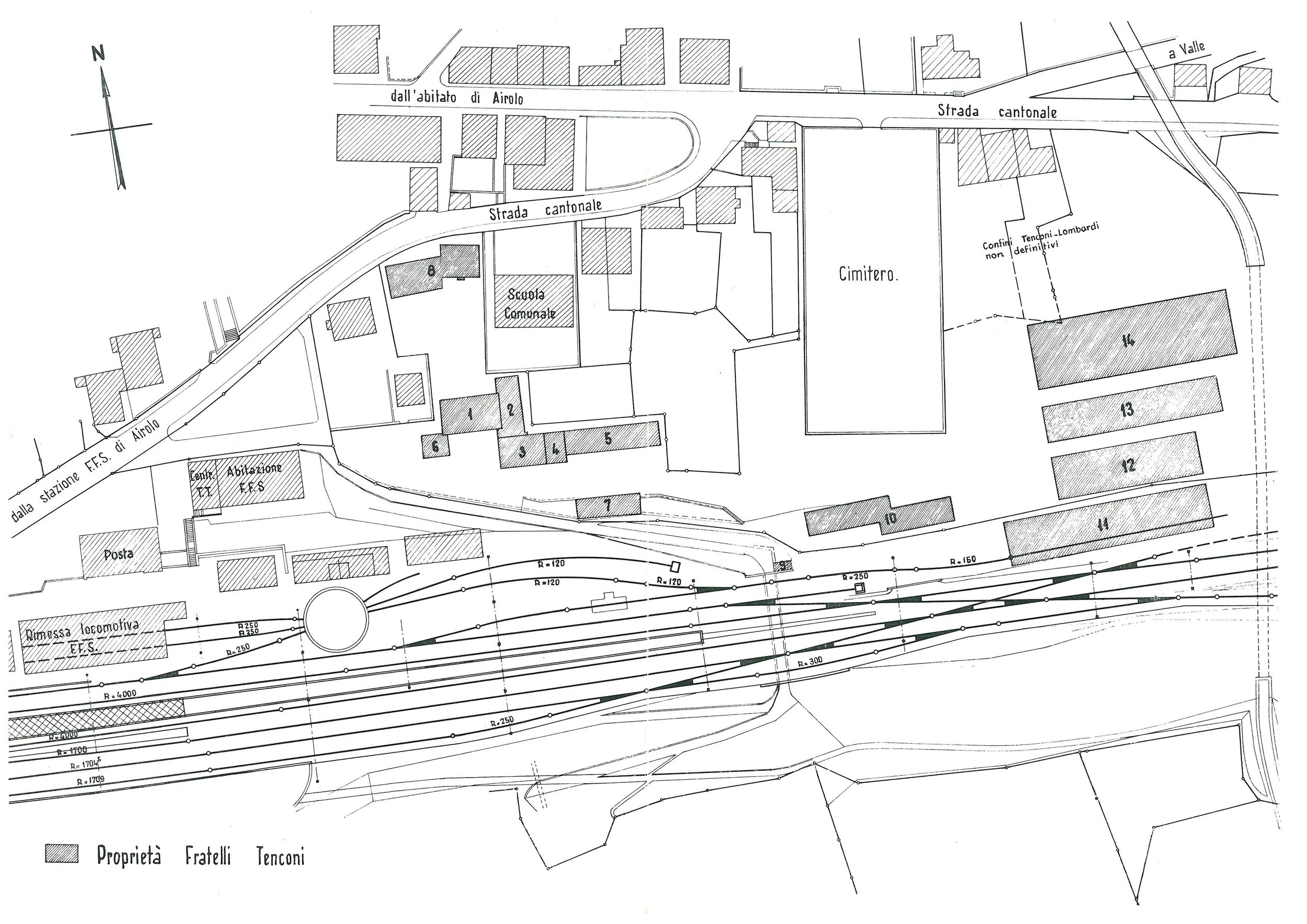 Map of the Tenconi brothers' properties in Airolo in the 1960s.