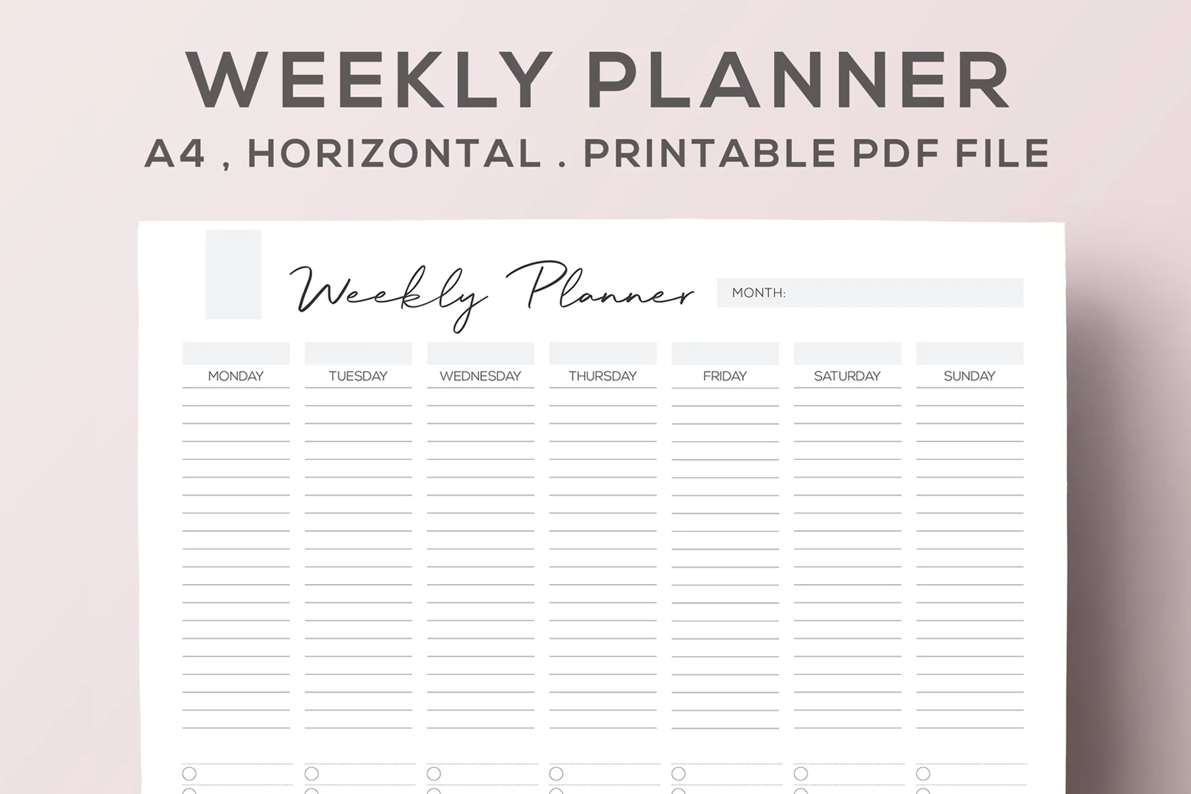 Weekly Planner Printable Horizontal