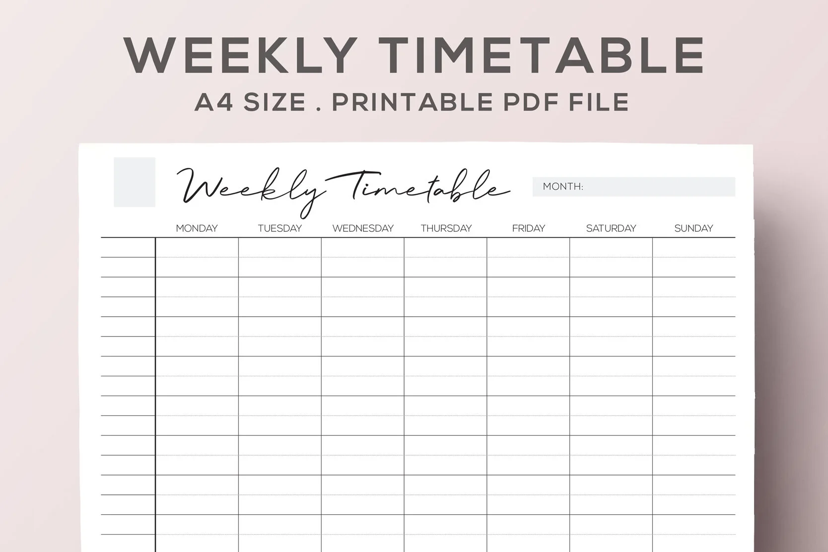 Weekly Timetable Printable