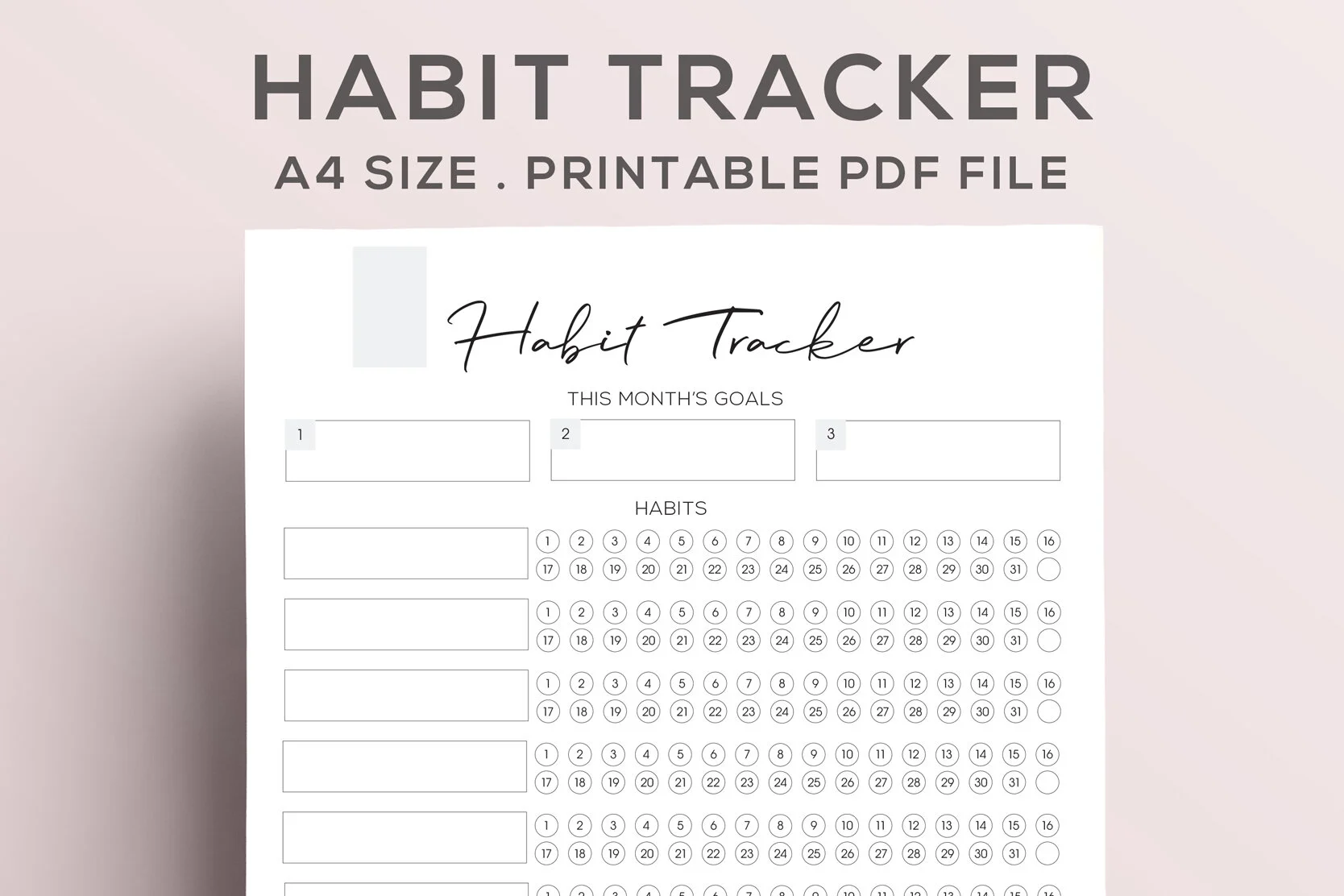 Habit Tracker Printable Vertical