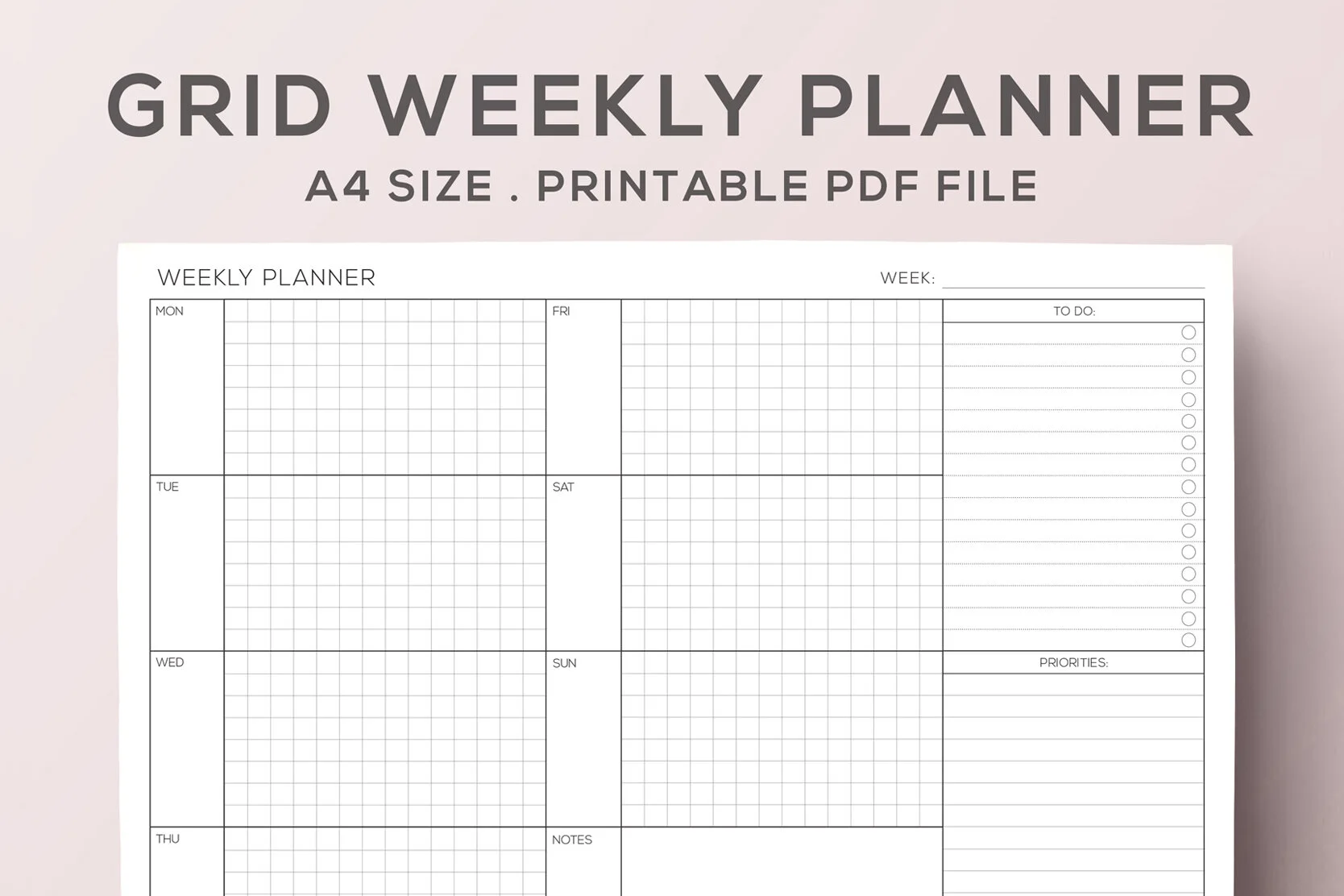Weekly Grid Planner Printable 