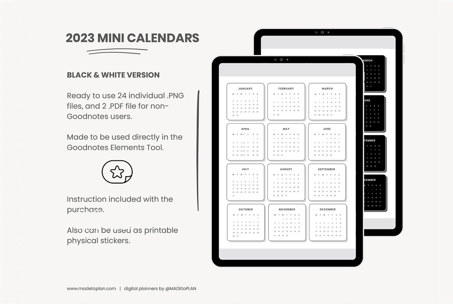 2023 - 2025 Mini Calendar Stickers for Planners and Journals