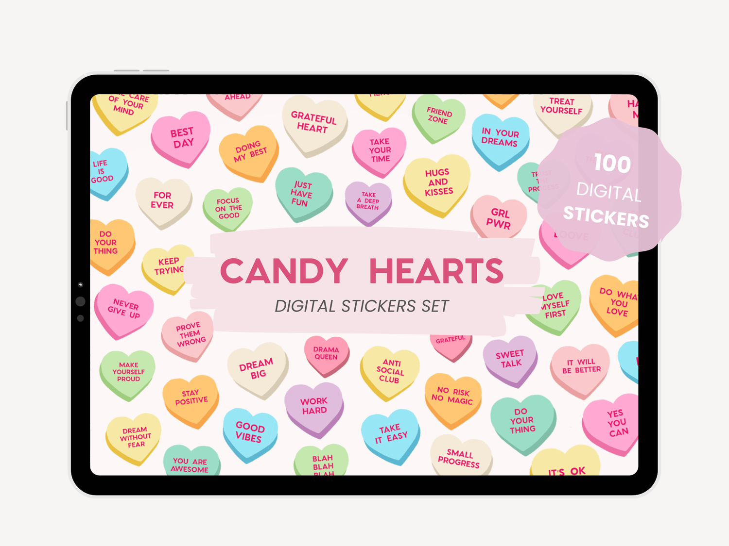 Candy Hearts Stickers — 2024 Digital Planners by MADEtoPLAN