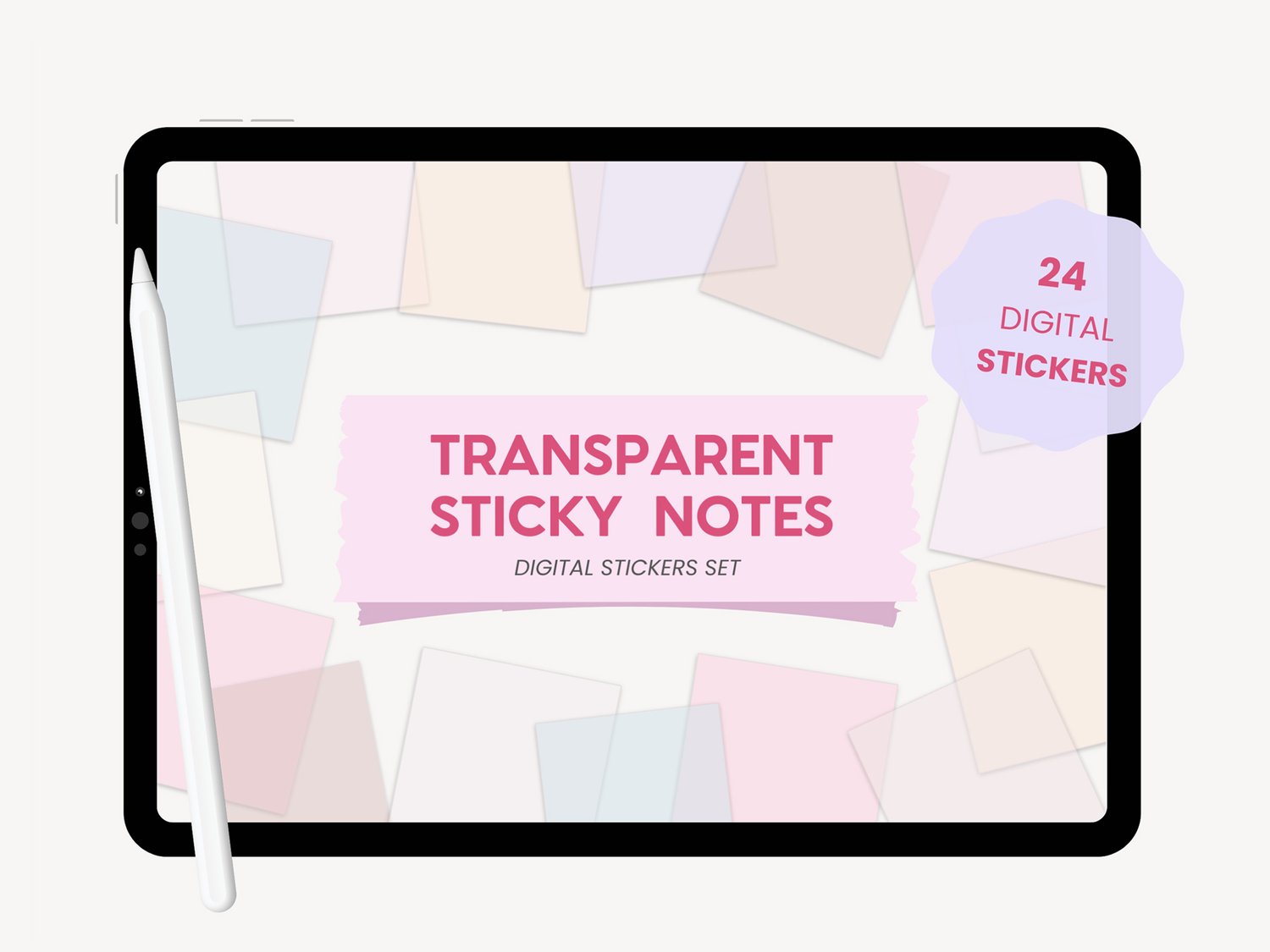 Transparent Digital Sticky Notes — 2024 Digital Planners by MADEtoPLAN