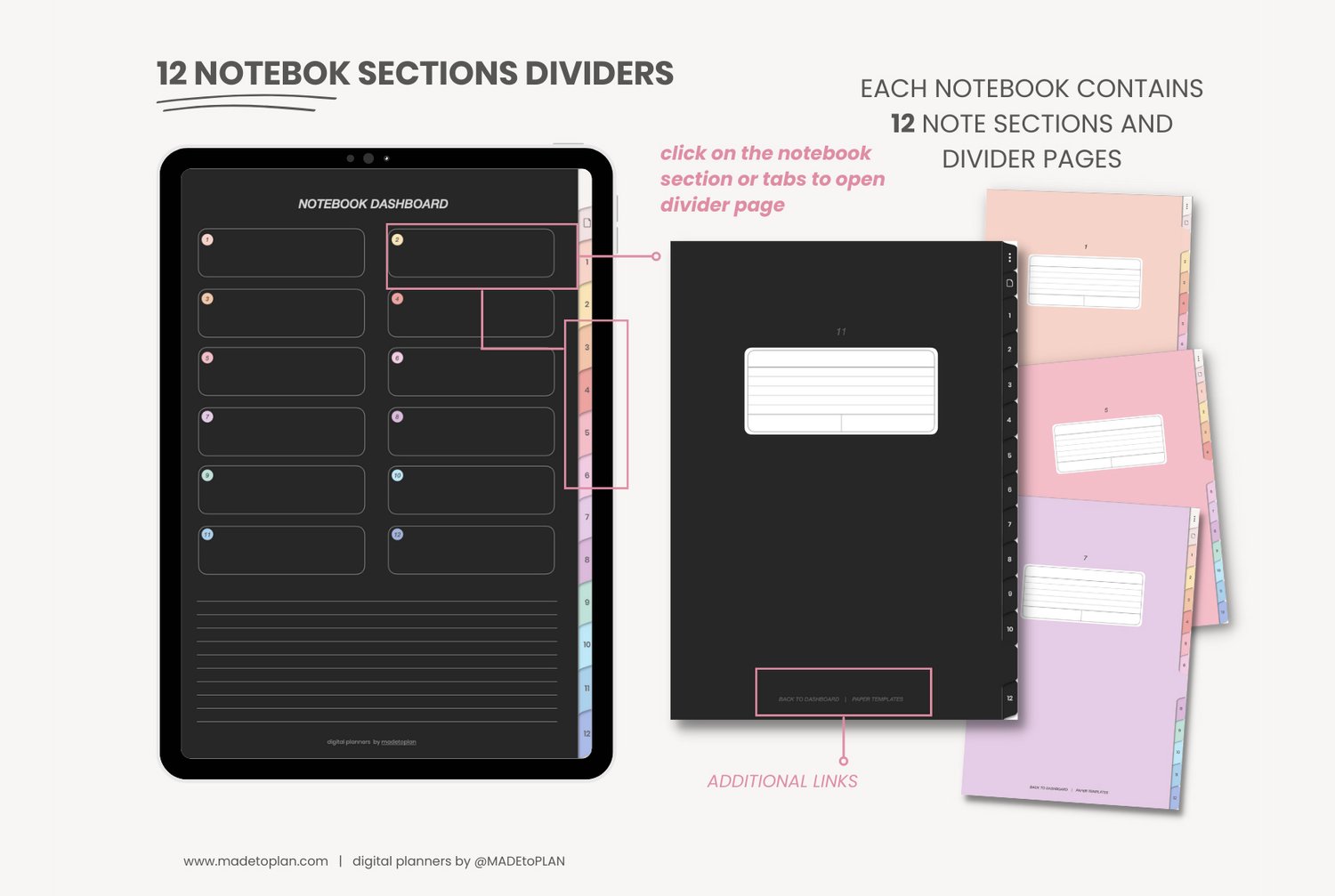 NEW Digital Notebook - Dark Mode — 2024 Digital Planners by MADEtoPLAN