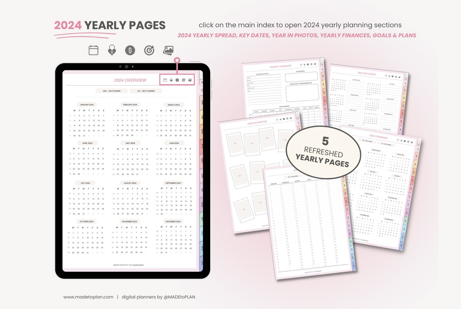 2024 Digital Planner - COLORFUL Tabs + PAGES — 2024 Digital Planners by  MADEtoPLAN