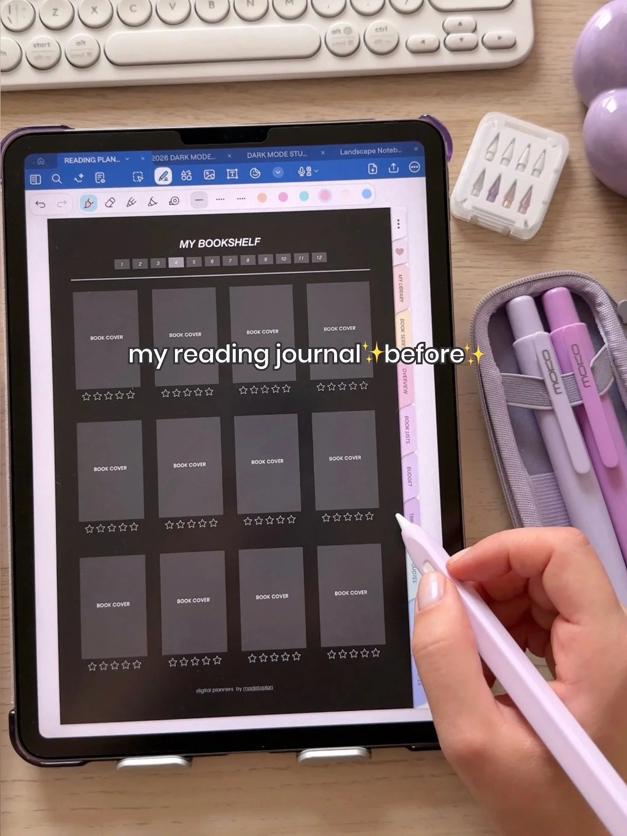 Collecting Book Boyfriends 😍📚📖✨✏️ comment JOURNAL below and I will sent you the link to my dark mode Reading Journal 💞 

Using my Dark Mode Reading Journal and my Handwritten Font: Kate&rsquo;s Notepad (both available in my shop) in&nbsp;@goodnot