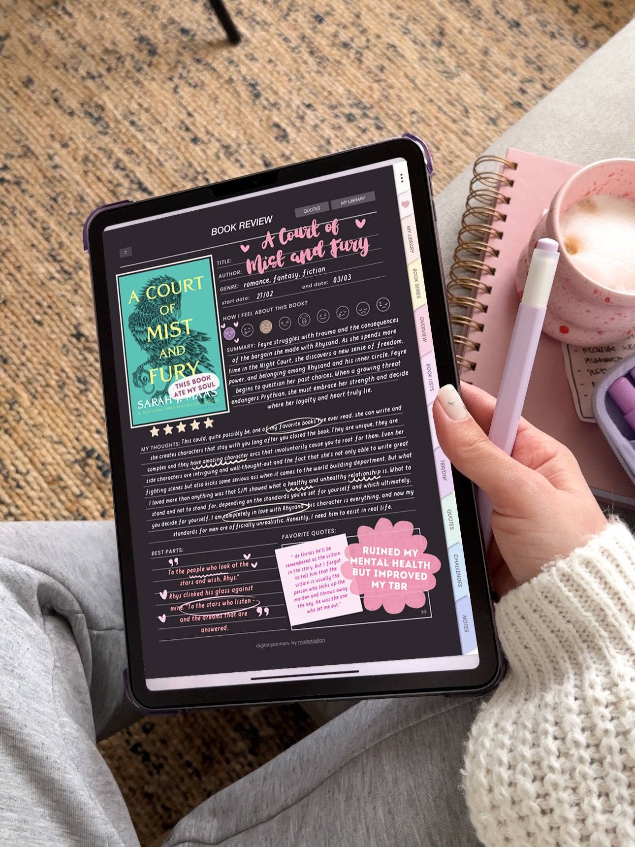 OMG! The new ACOTAR is coming this October! 🥹🩷✏️ comment JOURNAL below and I will sent you the link to my dark mode Reading Templates 📚💌

It&rsquo;s officially our sign to reread the A Court of Thorns and Roses series! 🖤✨Time to return to Prythi