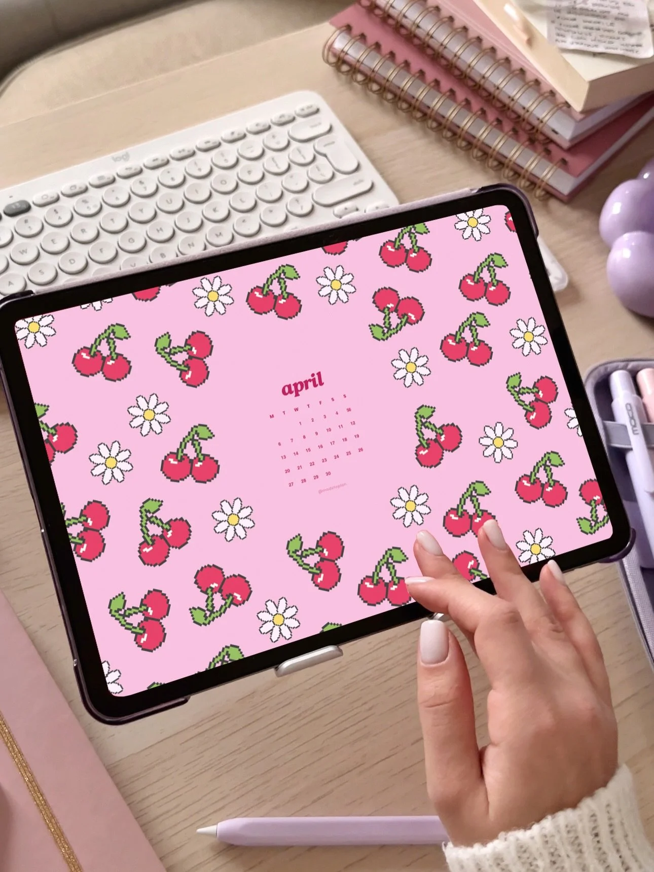 APRIL FREEBIES! 🍒🌸✨ - Comment FREEBIES below and I will sent you details about upcoming free files 👀💌✨

Swipe left to see all wallpapers, digital stickers and calendar included in upcoming freebie pack 🍒🌸 

The emails are sent on the 1st day of