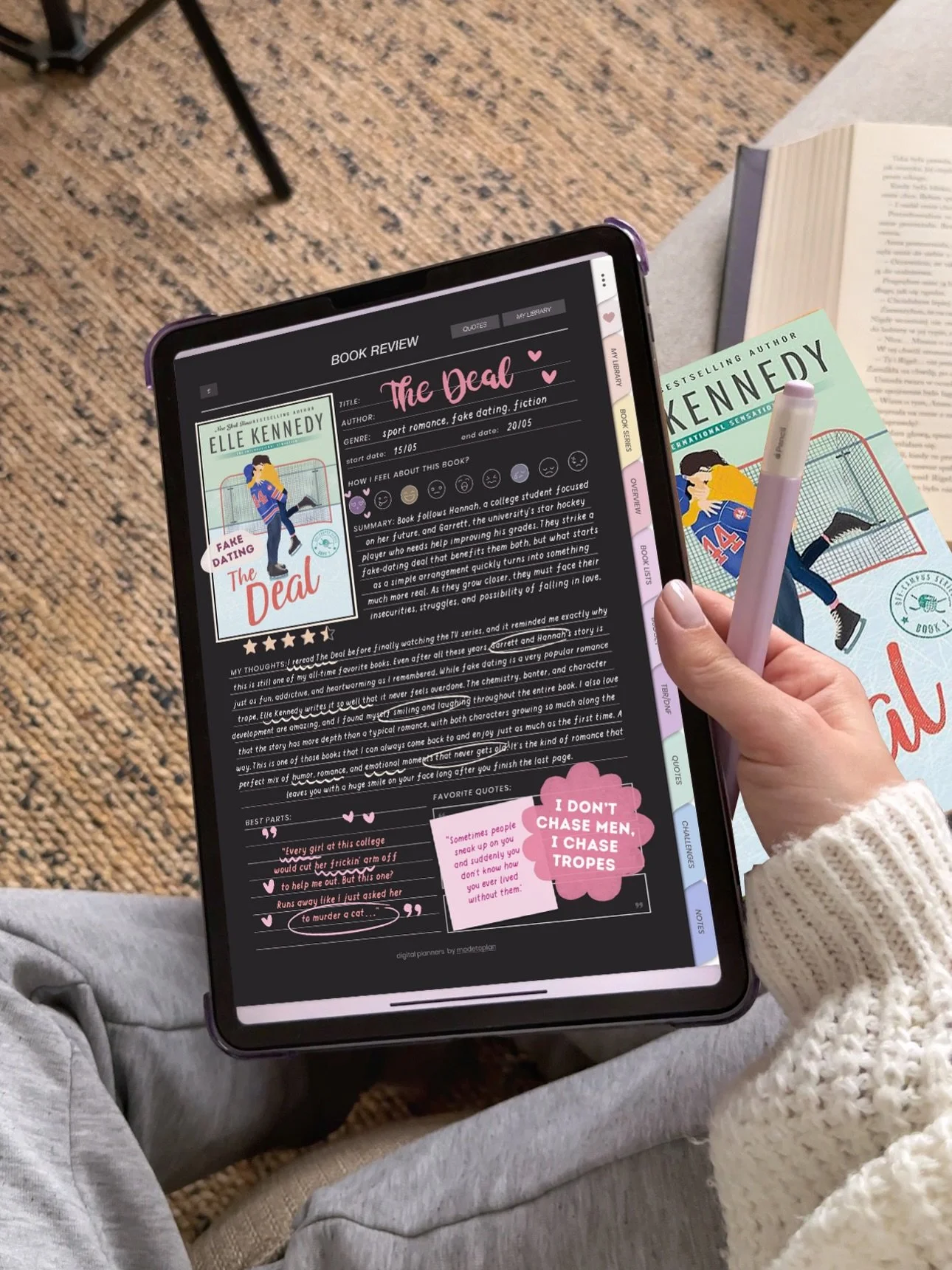 Come review with me - The Deal 1st Off Campus series book 🥰✏️ comment JOURNAL below and I will sent you the link to this dark mode Reading Journal and stickers I use here 📚💌

Swipe left for some journaling ASMR ✏️📓💖💕

Using my Dark Mode Reading