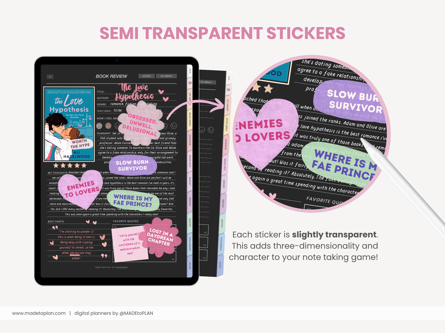 Romance & Romantasy Stickers - 2026 Digital Planners by MADEtoPLAN