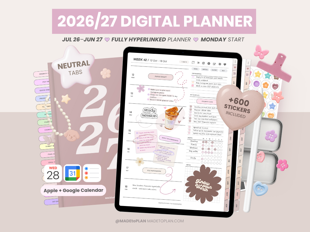 2026-2027 Planner NEUTRAL Tabs