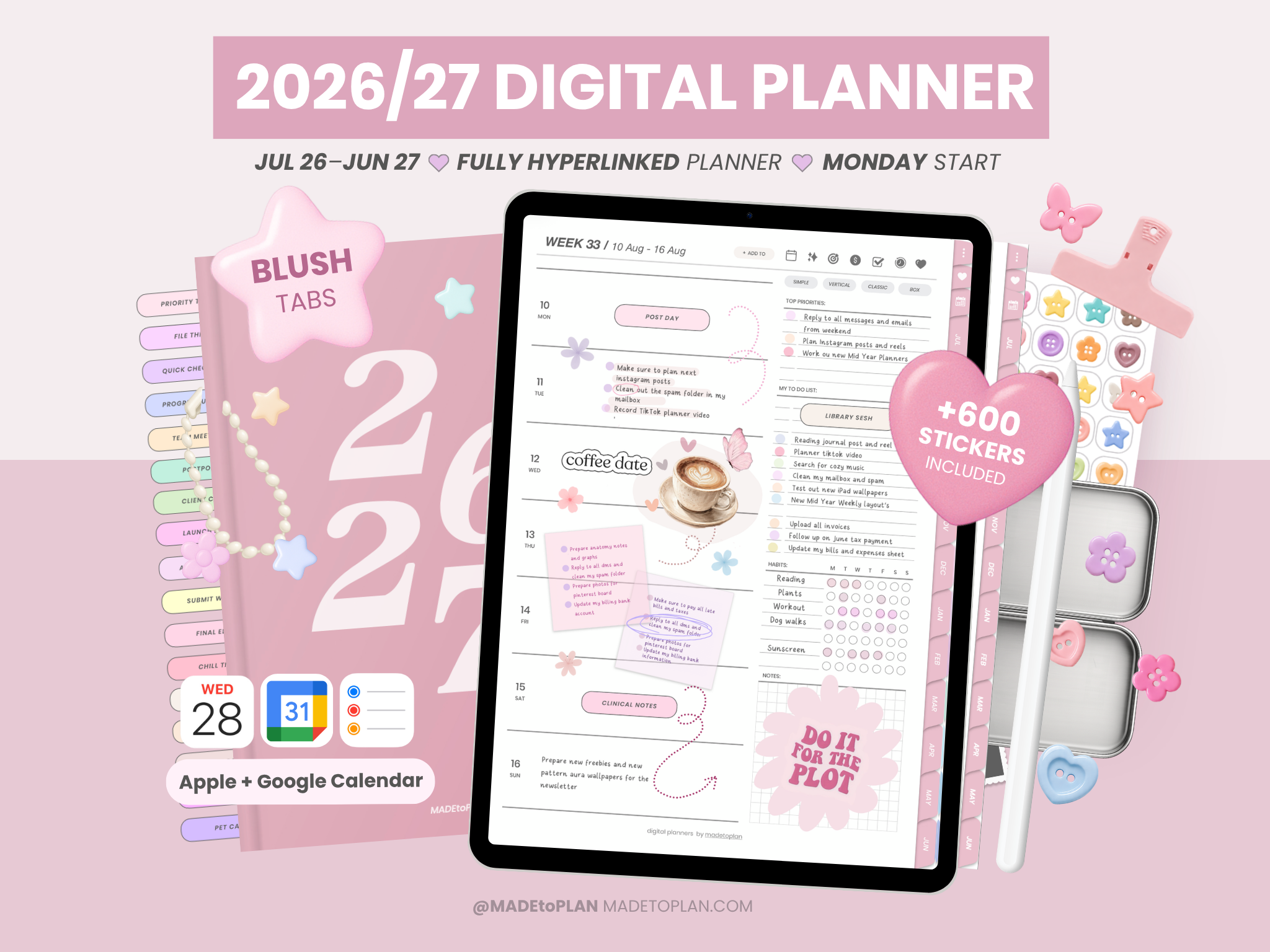 2026-2027 Planner BLUSH Tabs