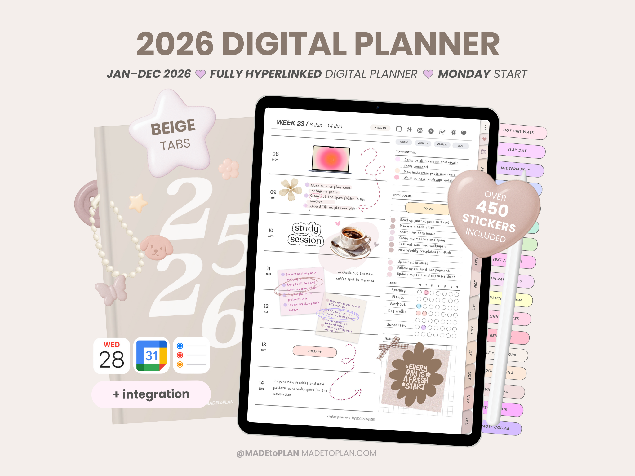 2026 PLANNERS - Digital Stationery by MADEtoPLAN
