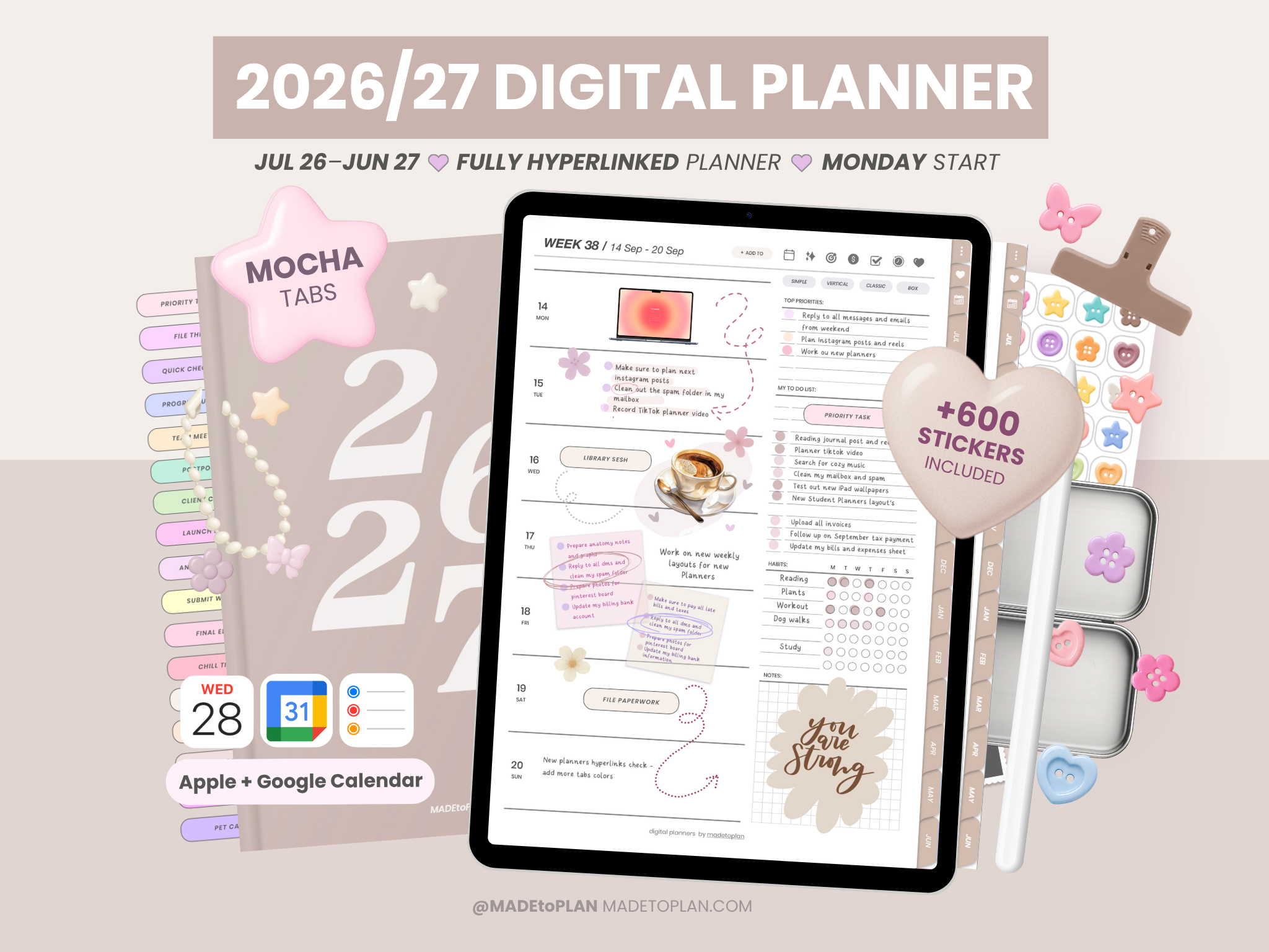 2026-2027 Planner MOCHA Tabs