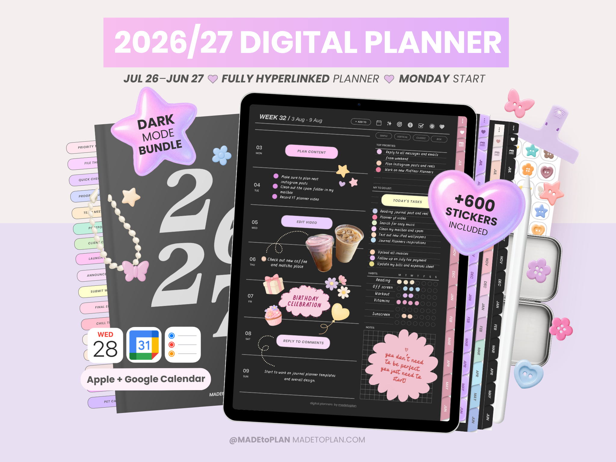 2026-2027 Planner DARK MODE