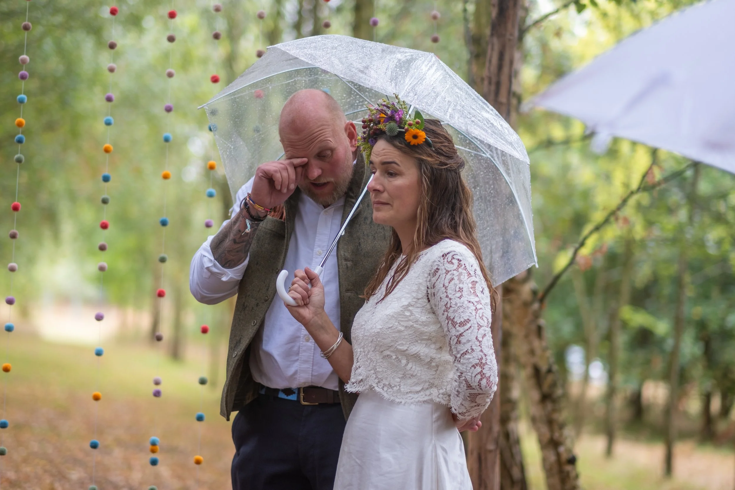A beautiful wet wedding at Higher Holcombe