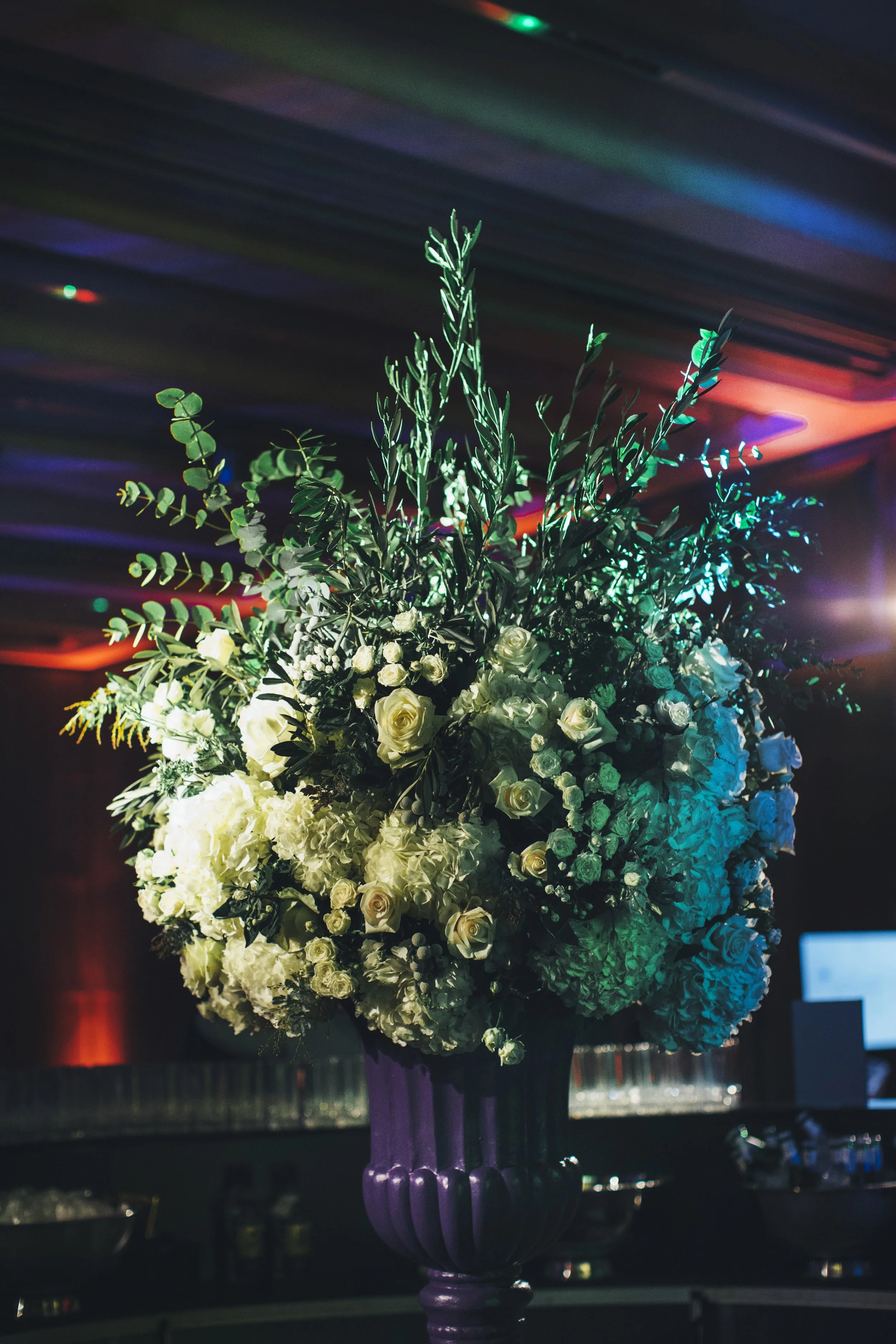 Pinstripe & Peonies's central bar display