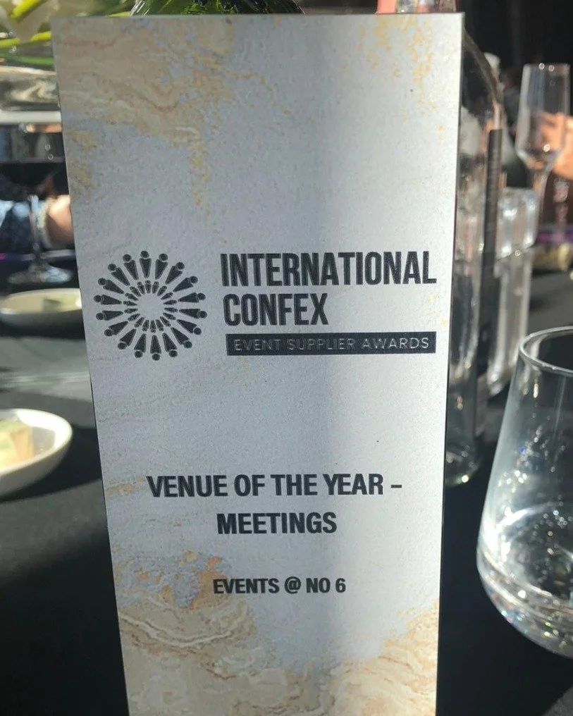 🏆 WE WON! 🎉
Events@No6 has been awarded Venue of the Year - Meetings at the International Confex Event Supplier Awards!

From sustainable logistics and low-waste operations to flawless event delivery, this recognition is a true testament to our ama