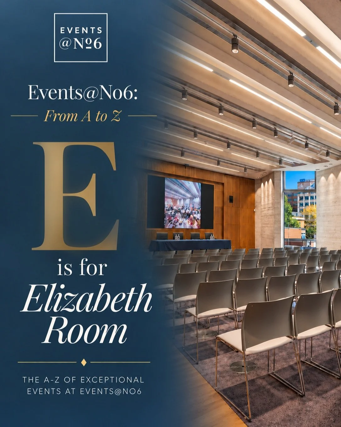 ✨ E is for Elizabeth Room!

Continuing our Events@No6 A&ndash;Z series, we're putting the spotlight on one of our most versatile event spaces!

From conferences and corporate meetings to networking receptions and special celebrations, the Elizabeth R