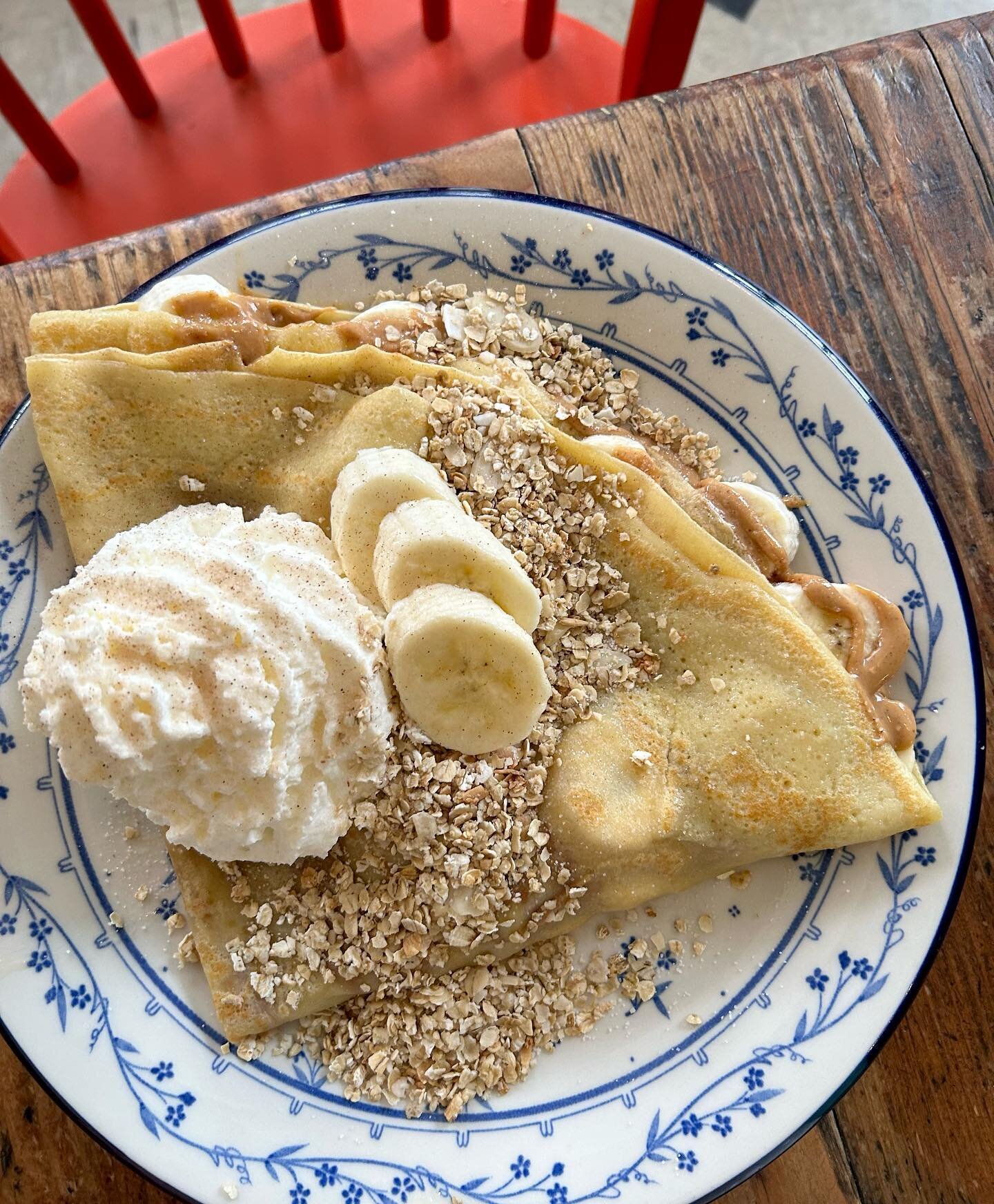 PB&amp;B. This comfort food grew up a little, with organic maple syrup drizzled over fresh creamy bananas, and the best natural peanut butter. Topped with house made granola, sweet cream whip and the tiniest sprinkle of cinnamon sugar with a hint of 