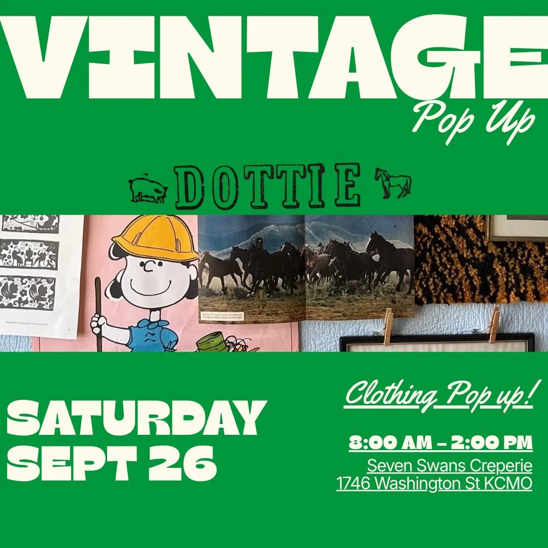 VINTAGE CLOTHING POP UP with @_dottiefields_
Join us Saturday September 26 from 8-2 pm, featuring Dottie Fields Vintage. Carefully curated high quality vintage clothing will be available, stop in and check it out!
MIMOSAS. CREPES. VINTAGE SHOPPING. W